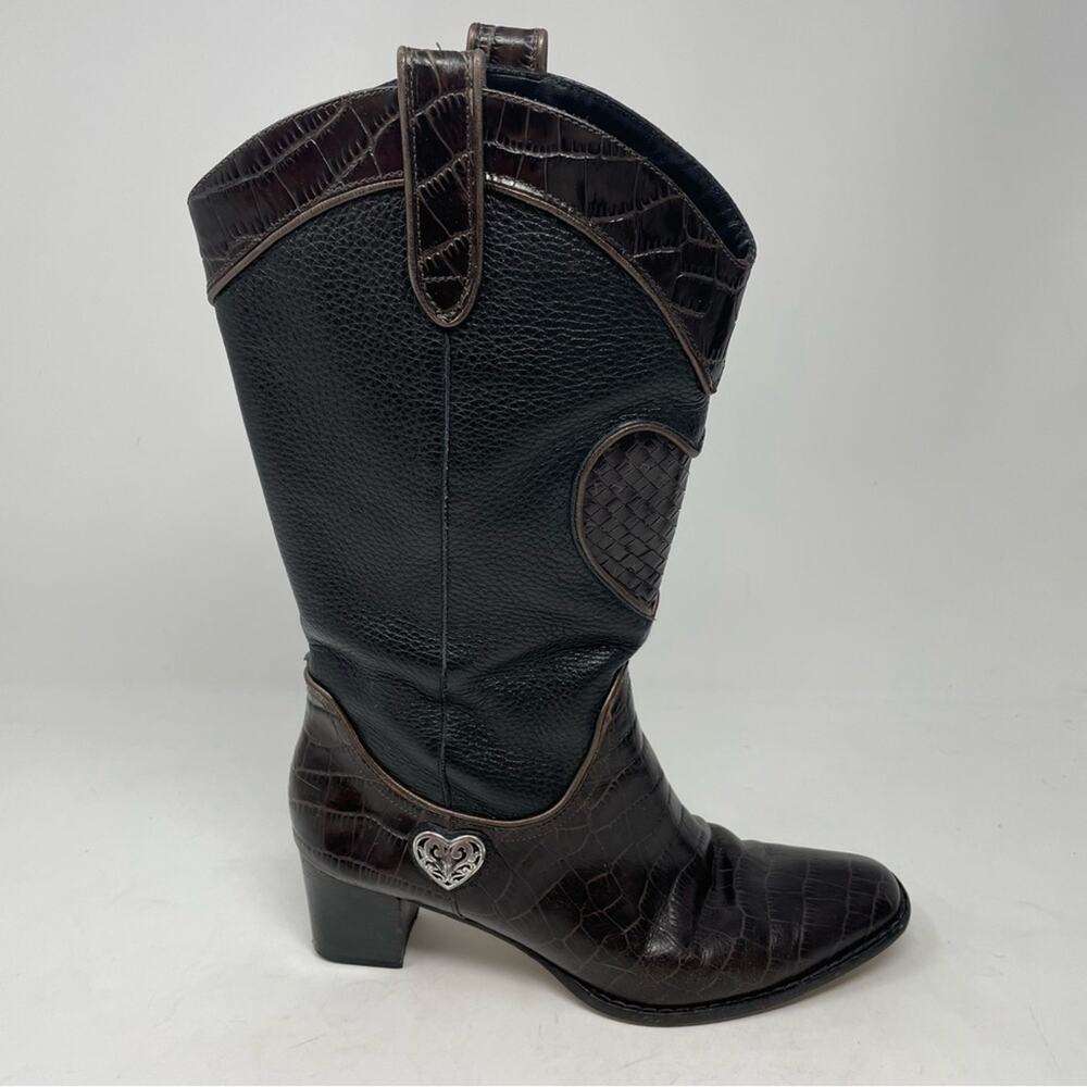 Brighton Brown Black Toby Cowboy Boots 7.5M - Picture 8 of 11